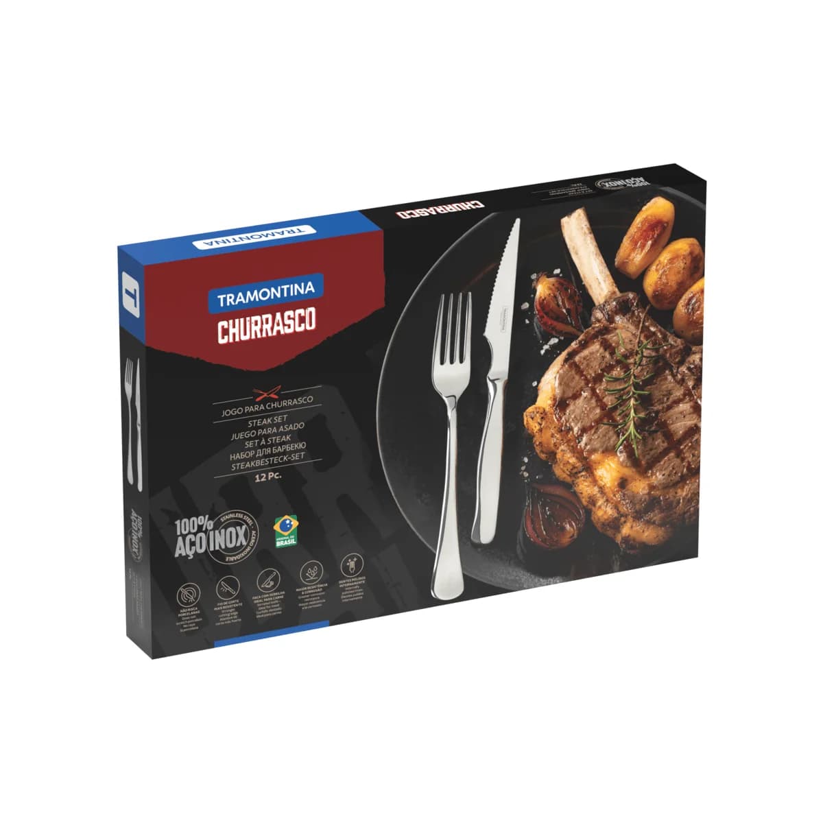 Juego De Cubiertos Tramontina Asado 12 Pz Acero Inox Zurique — imagen 2 de 5