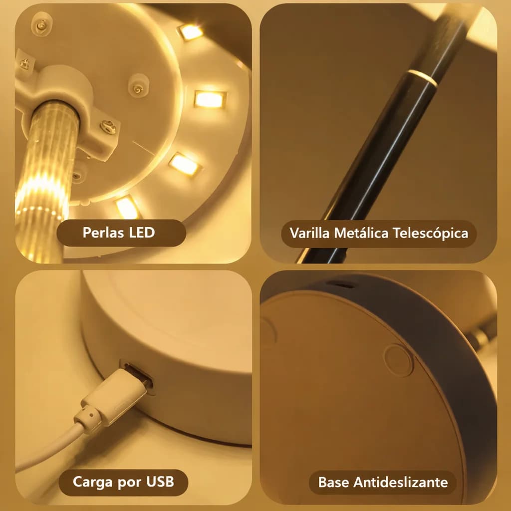 Lampara Led Escritorio Recargable Usb Telescópica a Bateria — imagen 3 de 8