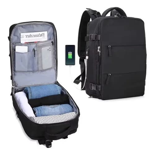 Mochila De Viaje 40 Lts Carry On Notebook Tela Oxford — imagen 5 de 10