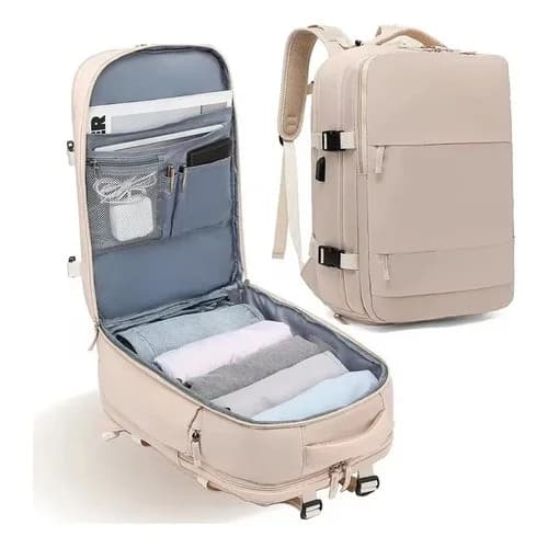 Mochila De Viaje 40 Lts Carry On Notebook Tela Oxford — imagen 9 de 10
