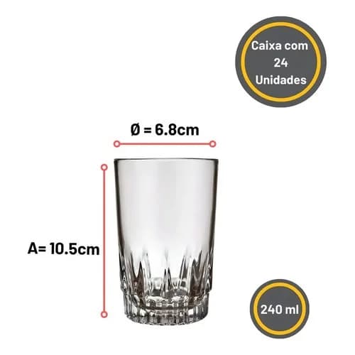 Vaso De Agua Nadir Vegas 240 Ml Vidrio Set X24 — imagen 5 de 8