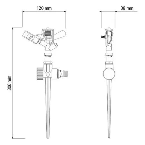 Aspersor de impacto con pincho y acople rápido Tramontina 360 grados — imagen 4 de 5