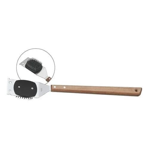 Cepillo limpiador para parrillas de acero inoxidable Tramontina Churrasco 41.7 cm con mango de madera — imagen 4 de 5