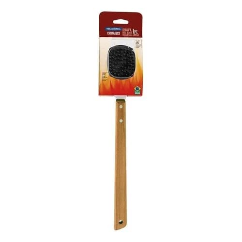 Cepillo limpiador para parrillas de acero inoxidable Tramontina Churrasco 41.7 cm con mango de madera — imagen 3 de 5