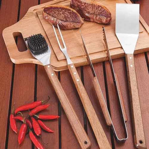 Cepillo limpiador para parrillas de acero inoxidable Tramontina Churrasco 41.7 cm con mango de madera — imagen 2 de 5