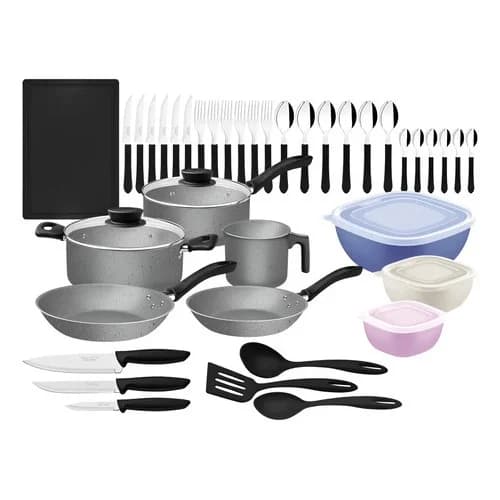 Juego de cocina antiadherente con cubiertos y accesorios Tramontina 44 piezas — imagen 1 de 2