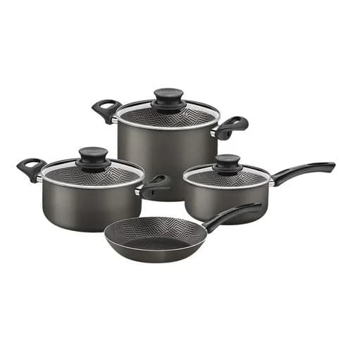 Batería de cocina Tramontina Paris antiadherente negra 7 piezas