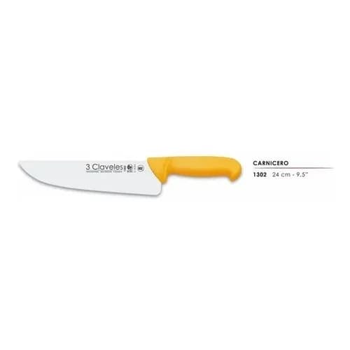 Cuchilla Carnicera 3 Claveles 24 Cm Mango Amarillo — imagen 4 de 4