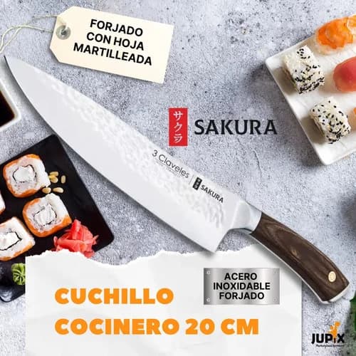 Cuchillo 3 Claveles Sakura 20 Cm Acero Inoxidable Forjado — imagen 5 de 11