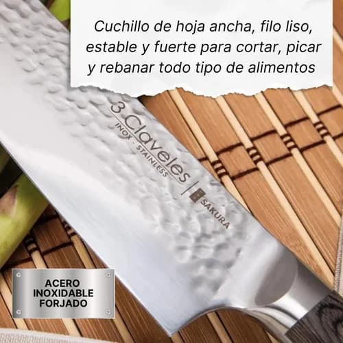 Cuchillo 3 Claveles Sakura 20 Cm Acero Inoxidable Forjado — imagen 7 de 11