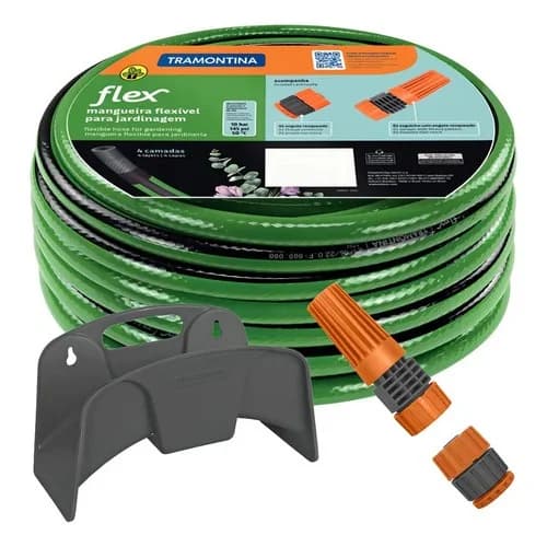 Manguera para jardín con boquilla y soporte Tramontina Flex 20 m — imagen 7 de 9