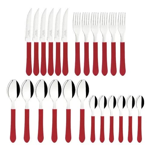 Juego de cubiertos Tramontina Leme de acero inoxidable con organizador 25 piezas rojo — imagen 2 de 7