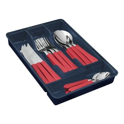 Juego de cubiertos Tramontina Leme de acero inoxidable con organizador 25 piezas rojo — imagen 5 de 7