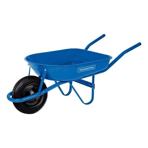 Carretilla con bandeja de acero Tramontina azul 50 L con rueda maciza — imagen 1 de 5