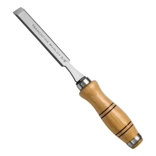 Formón biselado de acero cromo vanadio Tramontina Master 5/8 pulgada con mango de madera — imagen 1 de 1