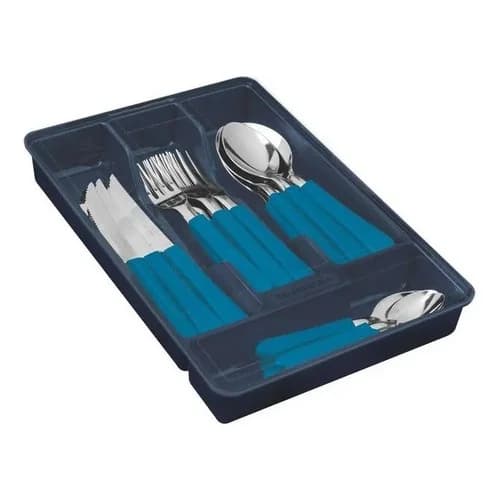 Juego de cubiertos Tramontina Leme de acero inoxidable con organizador 25 piezas azul océano — imagen 2 de 3