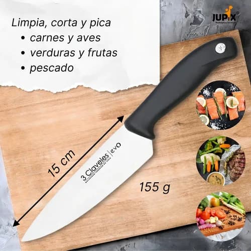 Cuchillo Chef Cocinero 3 Claveles Evo 15 Cm Acero Inoxidable — imagen 5 de 11