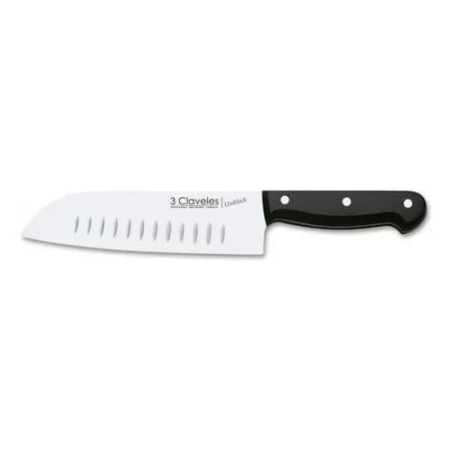 Cuchillo Santoku 3 Claveles Alveolado 18 Cm Acero Inoxidable Negro — imagen 1 de 1