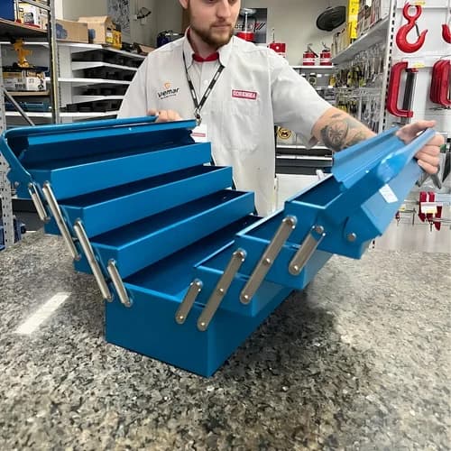 Caja de herramientas metálica Tramontina Master 7 compartimientos azul — imagen 6 de 8