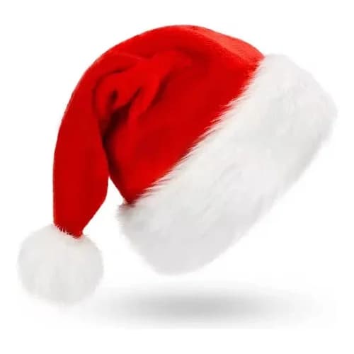 Gorro De Navidad Papá Noel Terciopelo Y Felpa Rojo Y Blanco — imagen 1 de 6