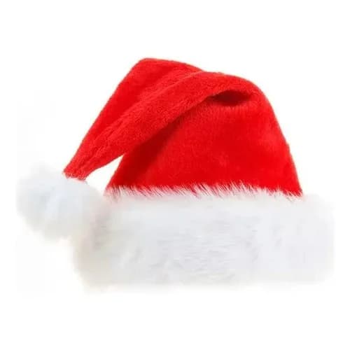 Gorro De Navidad Papá Noel Terciopelo Y Felpa Rojo Y Blanco — imagen 5 de 6