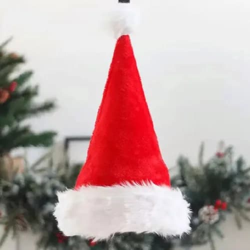 Gorro De Navidad Papá Noel Terciopelo Y Felpa Rojo Y Blanco — imagen 2 de 6