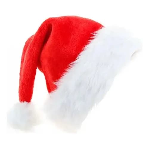 Gorro De Navidad Papá Noel Terciopelo Y Felpa Rojo Y Blanco — imagen 3 de 6
