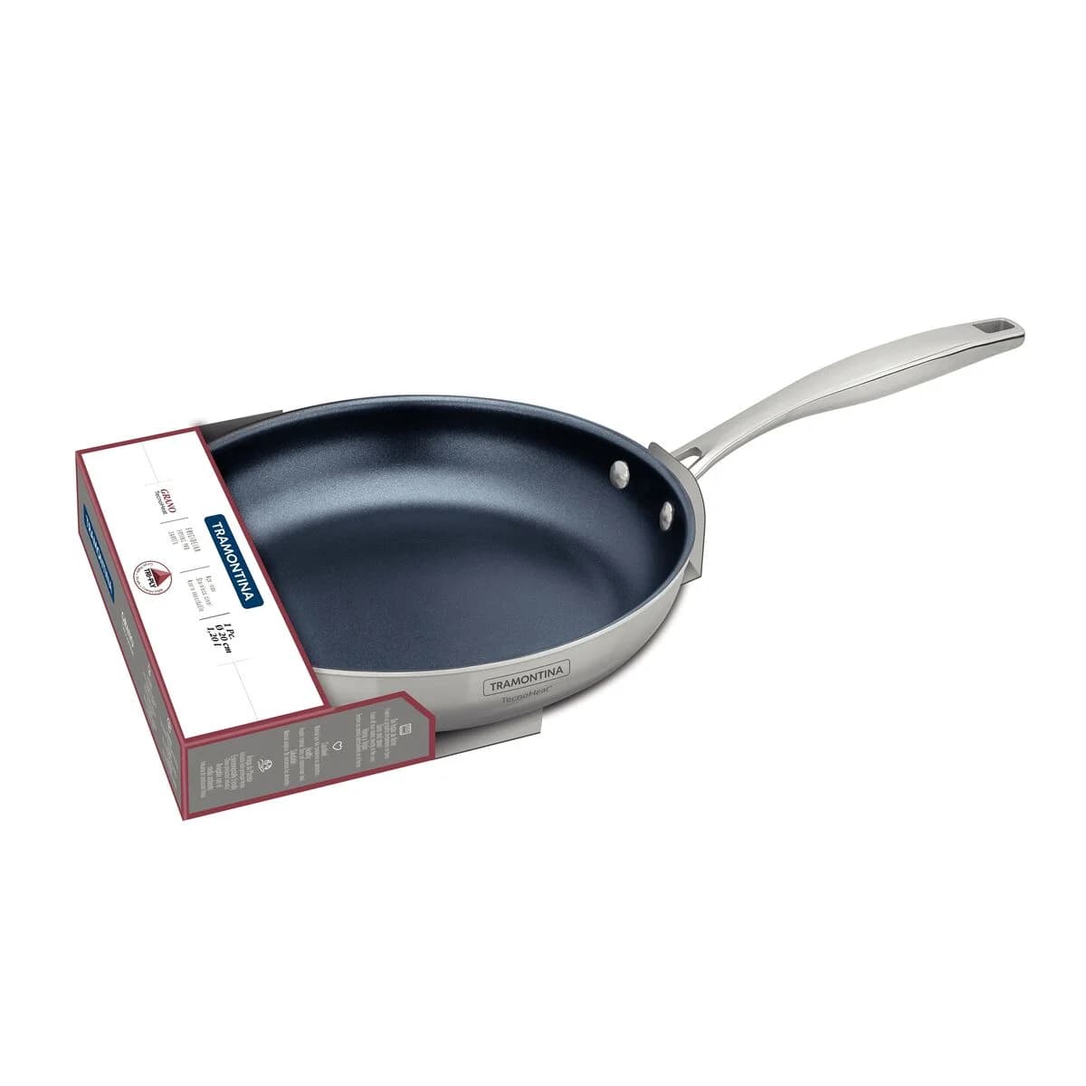 Sartén Tramontina Grano Triple Fondo 20 cm 1,2 L Acero Inoxidable con Revestimiento Cerámico — Apta para Inducción — imagen 2 de 6