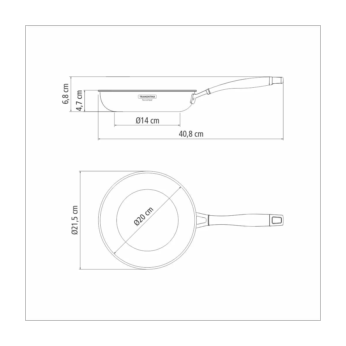 Sartén Tramontina Grano Triple Fondo 20 cm 1,2 L Acero Inoxidable con Revestimiento Cerámico — Apta para Inducción — imagen 3 de 6