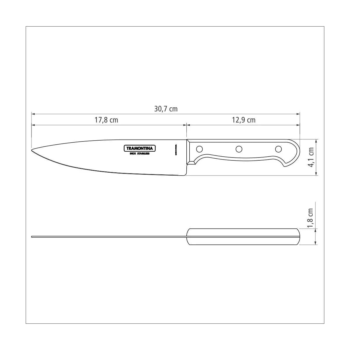 Cuchilla De Cocina Tramontina Polywood 7 PuLG Acero Inox — imagen 3 de 3
