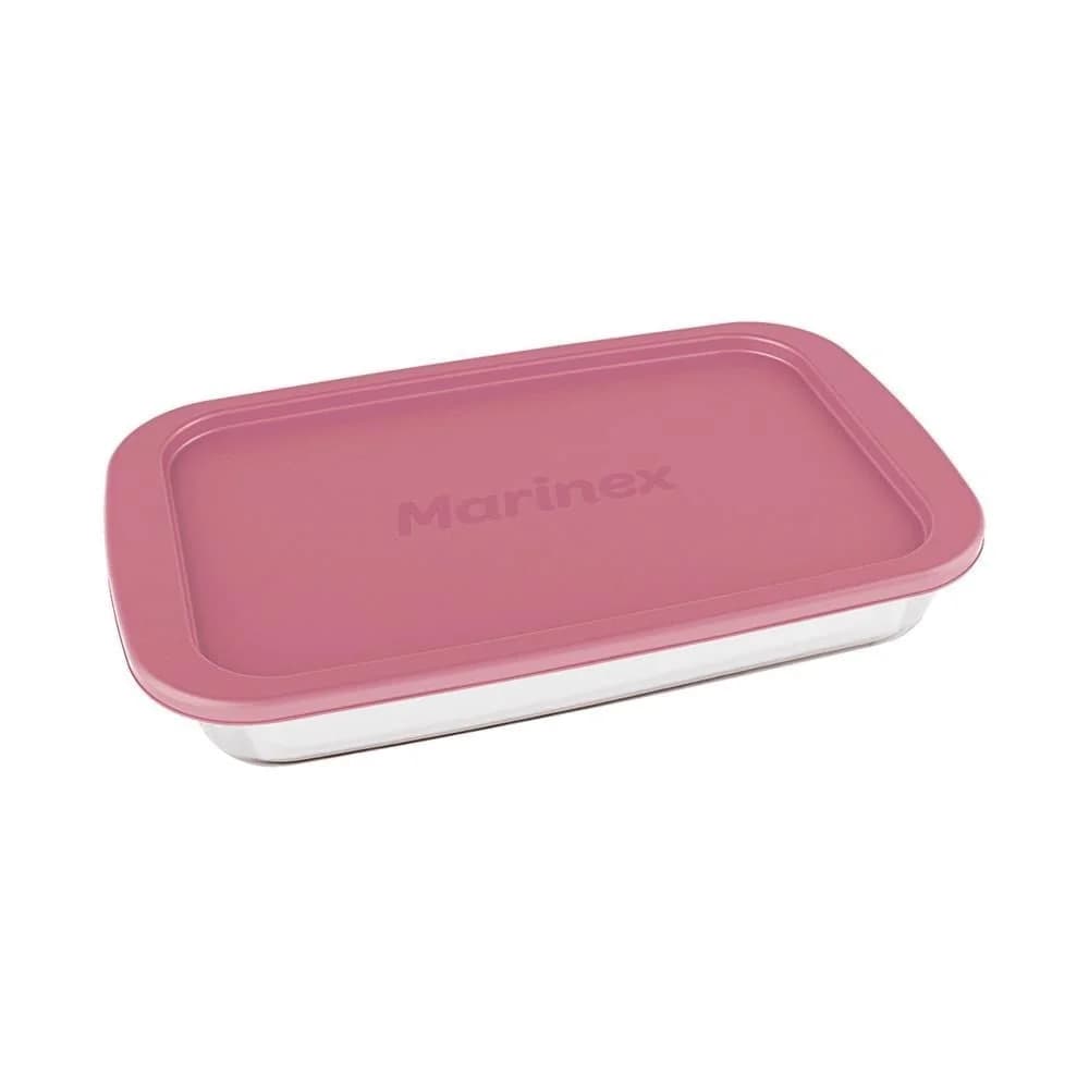 Asadera Vidrio Rectangular Marinex Con Tapa 1600 Ml