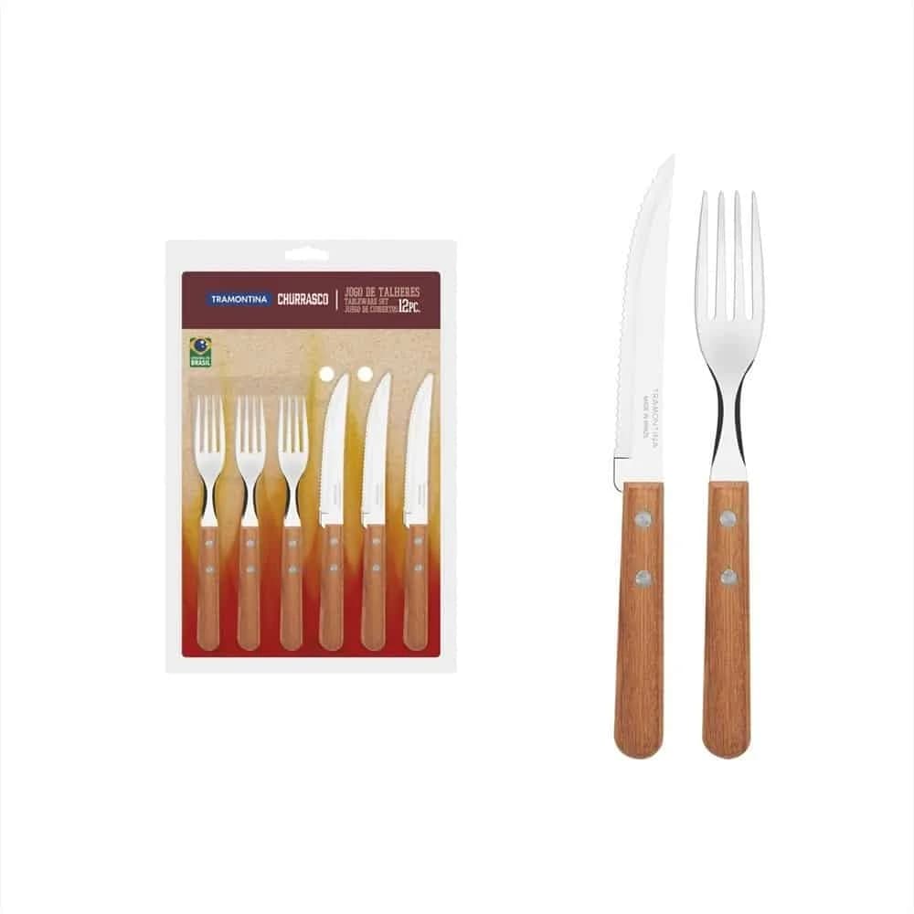 Juego de cubiertos para asado Tramontina Churrasco con mango de madera 12 piezas — imagen 1 de 2