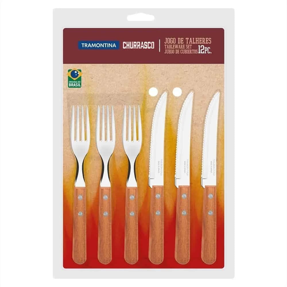 Juego de cubiertos para asado Tramontina Churrasco con mango de madera 12 piezas — imagen 2 de 2