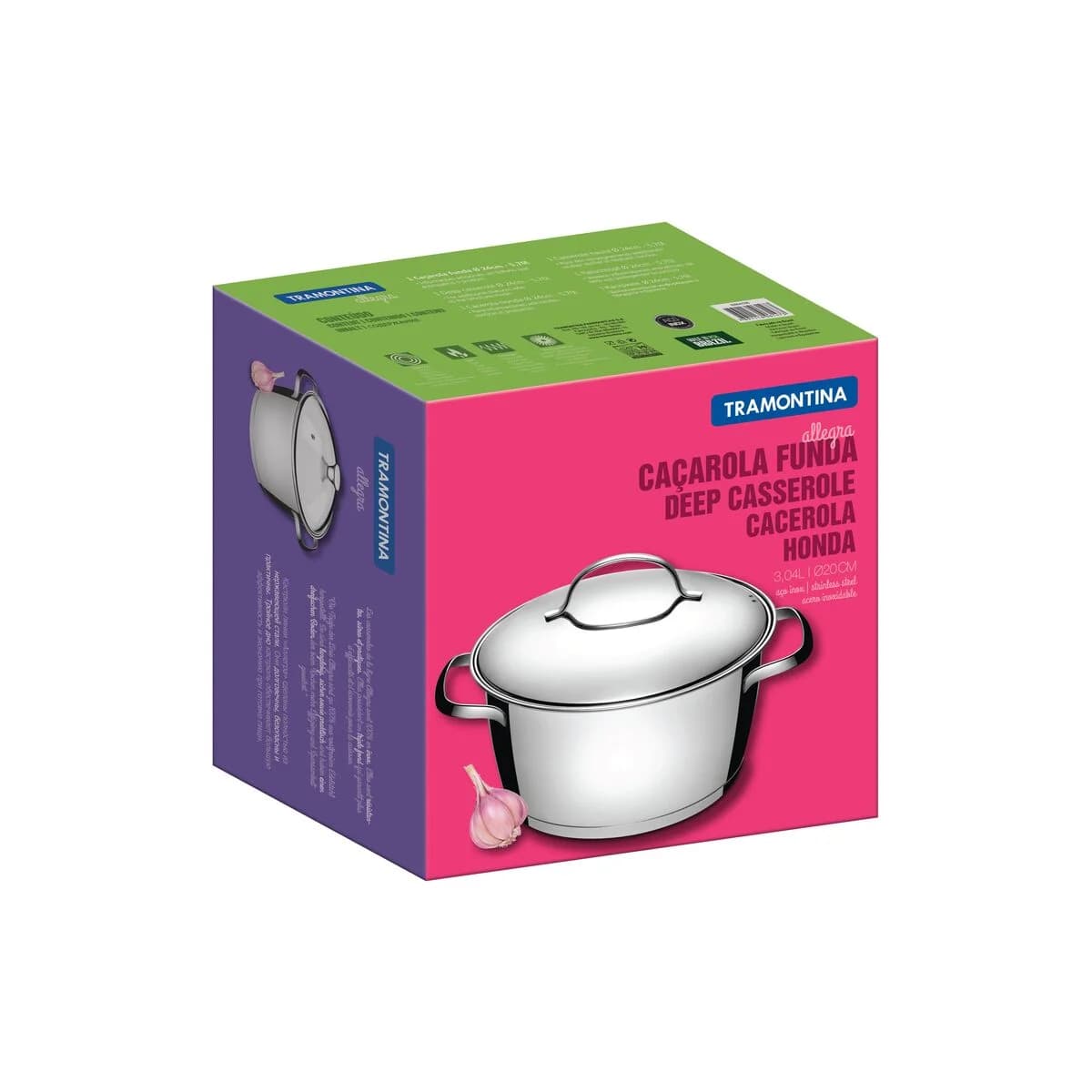 Olla Induccion Tramontina 20 Cm 3.1 Litros Allegra — imagen 2 de 6
