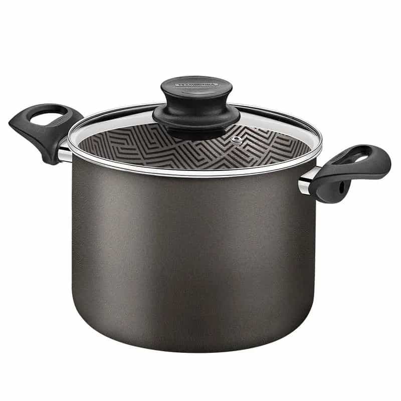 Olla alta con tapa de vidrio Tramontina Paris antiadherente 28 cm 11.8 L plomo
