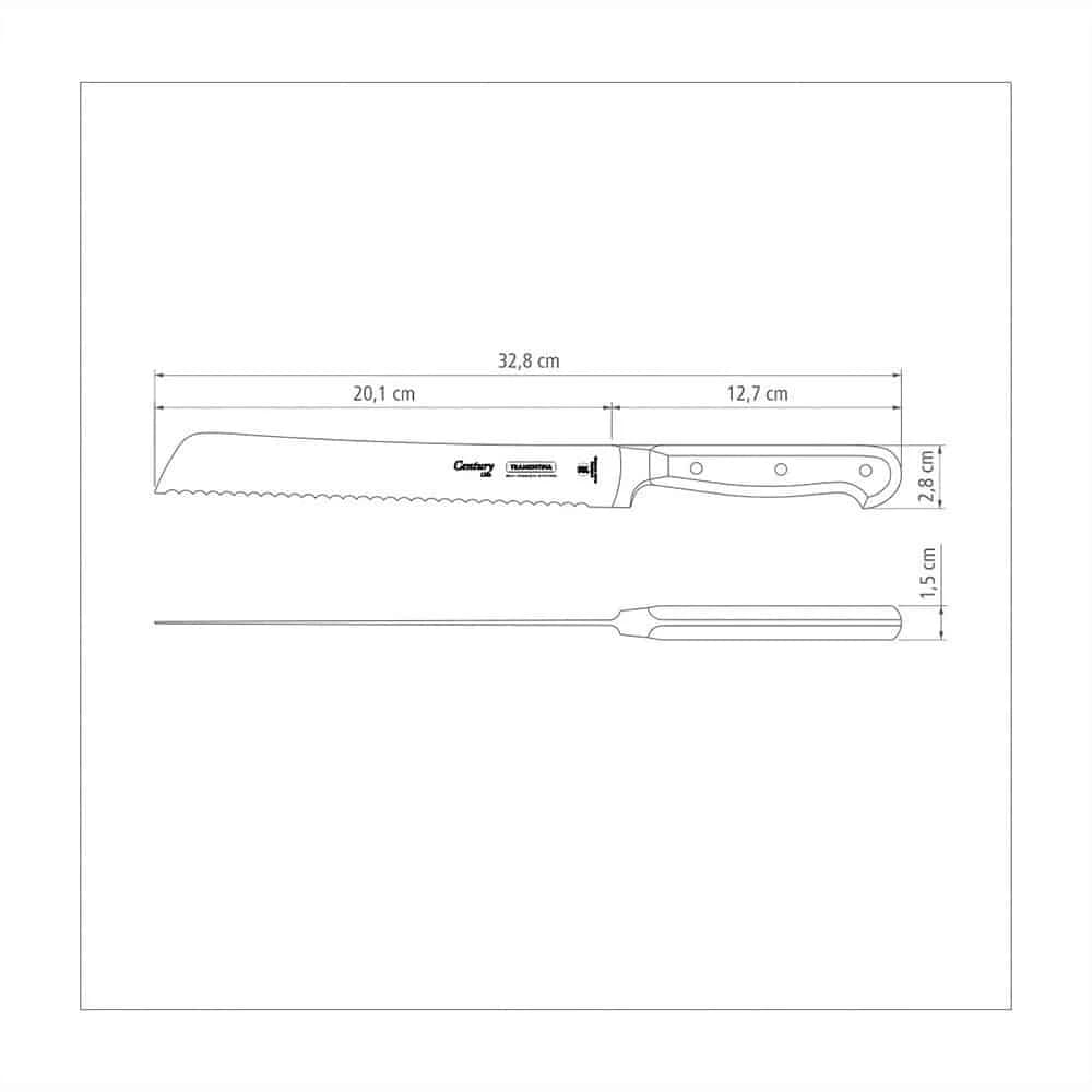 Cuchillo para pan Tramontina Century de acero inoxidable forjado 8 pulgadas — imagen 2 de 5