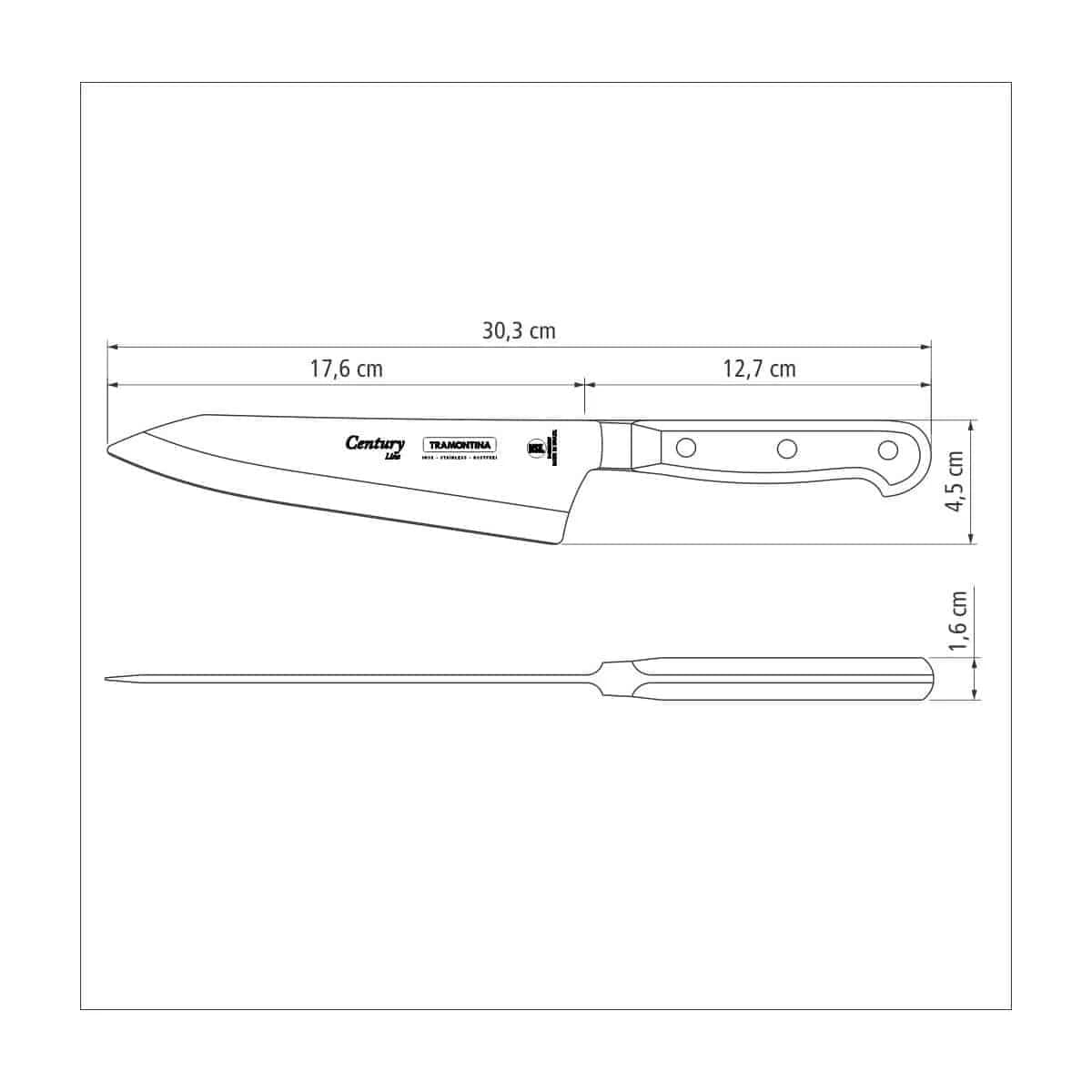 Cuchillo para rebanar y picar Tramontina Century de acero inoxidable forjado 7 pulgadas — imagen 4 de 4