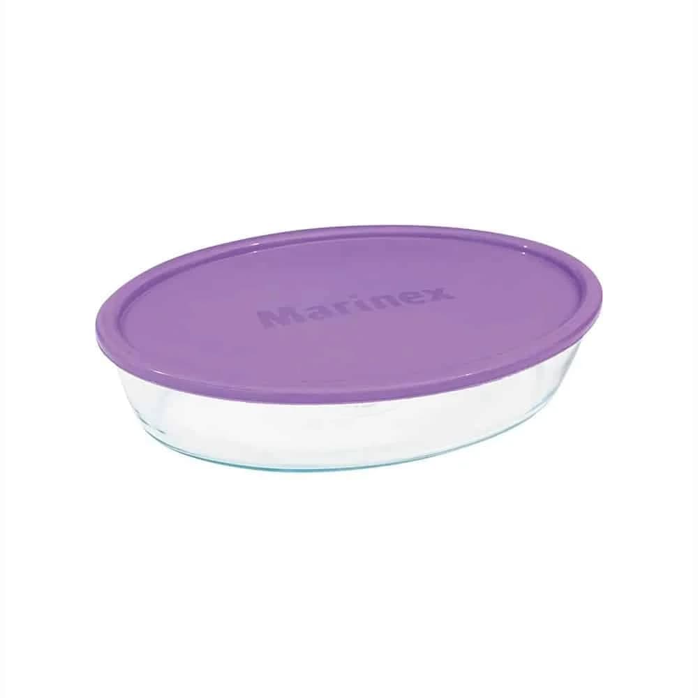 Asadera Vidrio Marinex Oval Con Tapa 1600 Ml — imagen 2 de 4