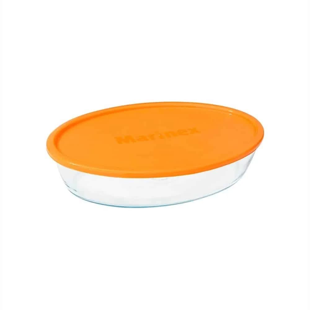 Asadera Vidrio Marinex Oval Con Tapa 1600 Ml — imagen 3 de 4