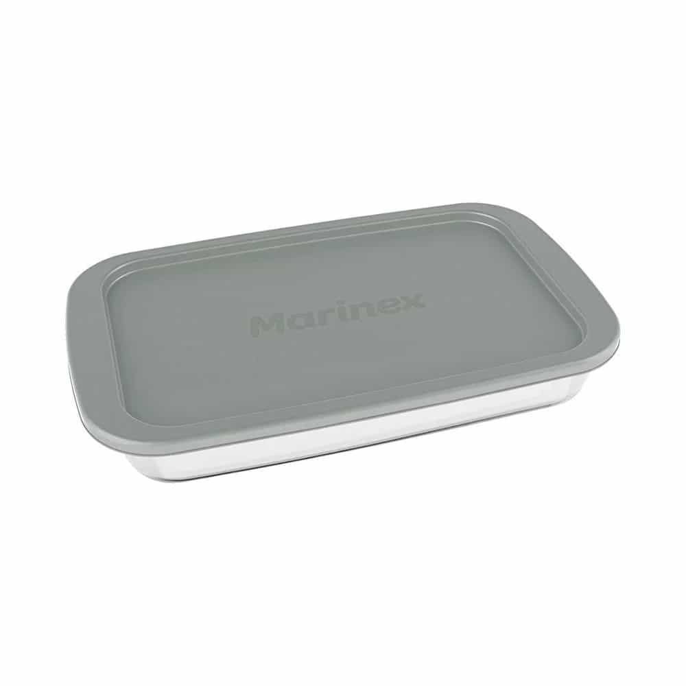 Asadera Vidrio Marinex Rectangular Con Tapa 2200 Ml