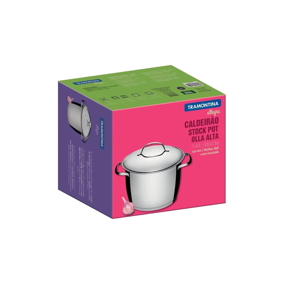 Olla Induccion Tramontina 24 Cm 7,50 Litros Allegra — imagen 2 de 5