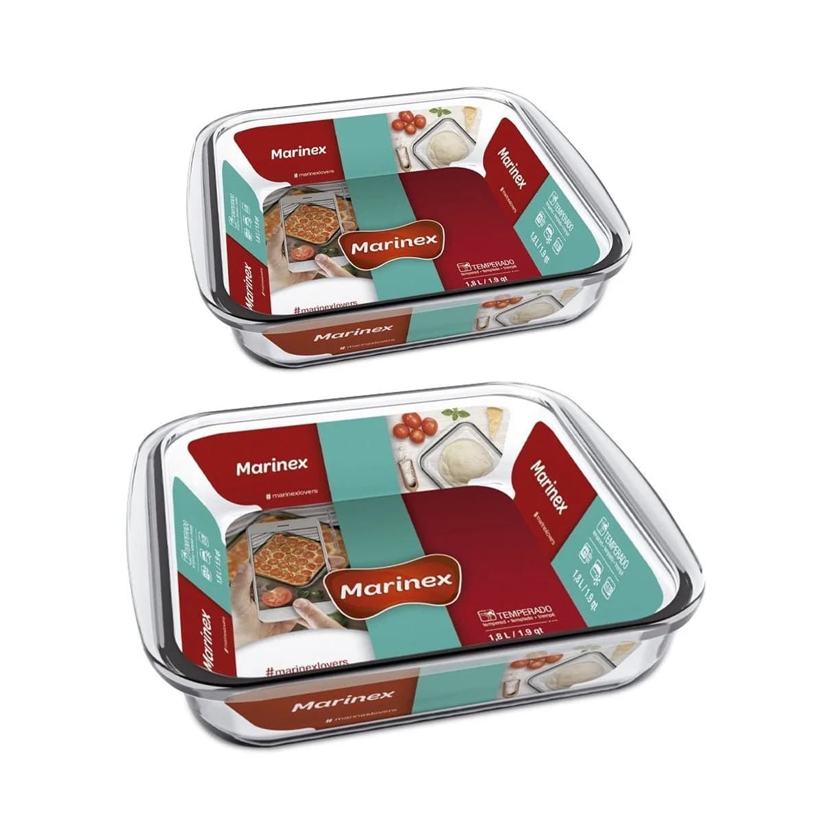 Set Asaderas Vidrio Marinex Cuadradas 2 Piezas — imagen 1 de 1