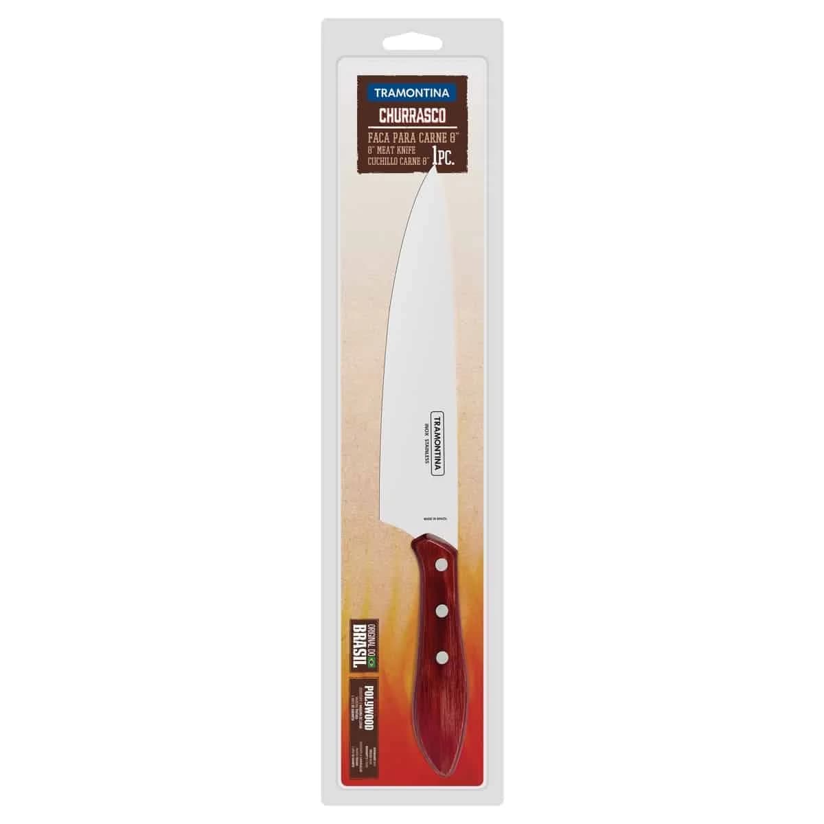 Cuchillo para carne Tramontina Polywood de acero inoxidable 8 pulgadas rojo — imagen 2 de 5