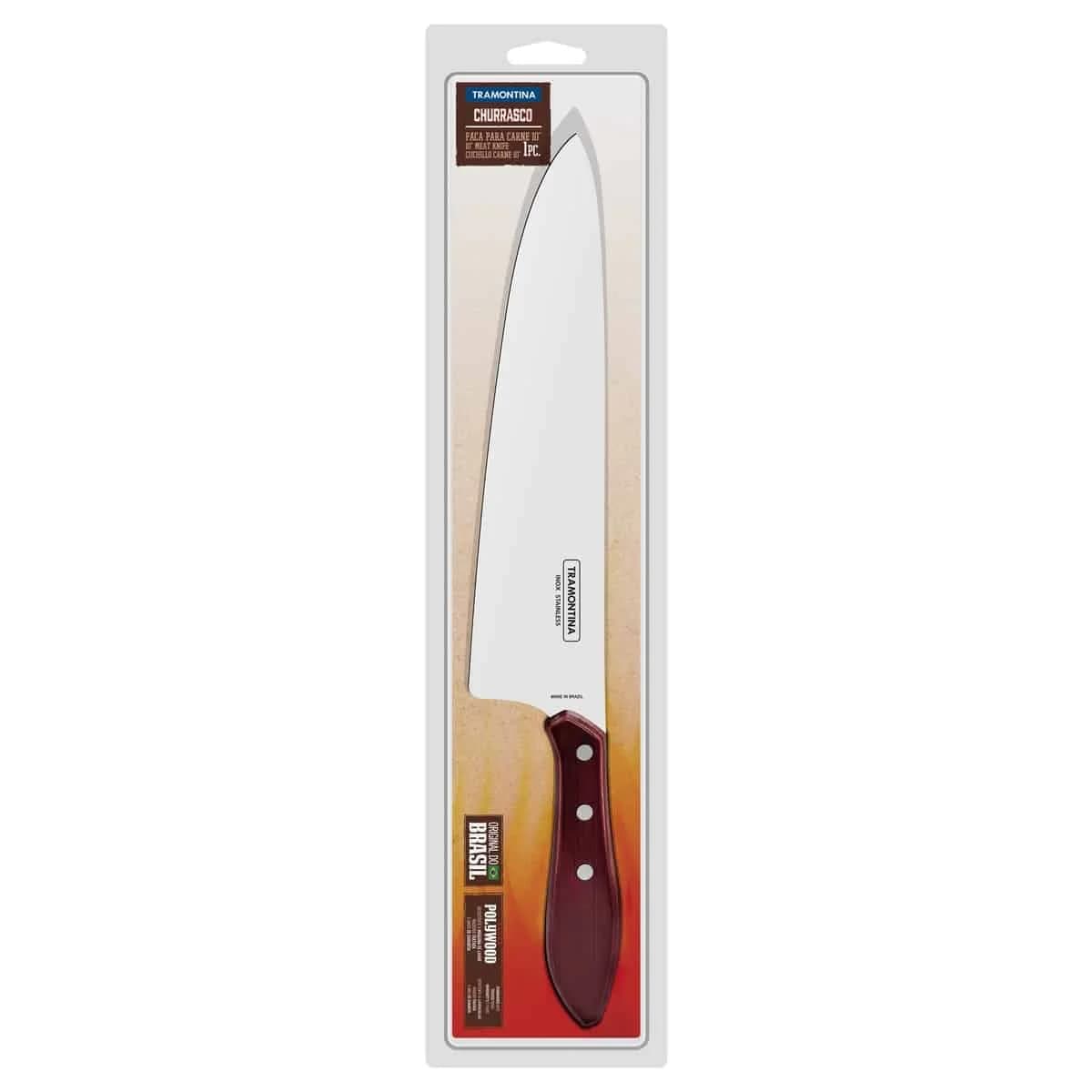 Cuchillo para carne Tramontina Polywood de acero inoxidable 10 pulgadas rojo — imagen 2 de 3