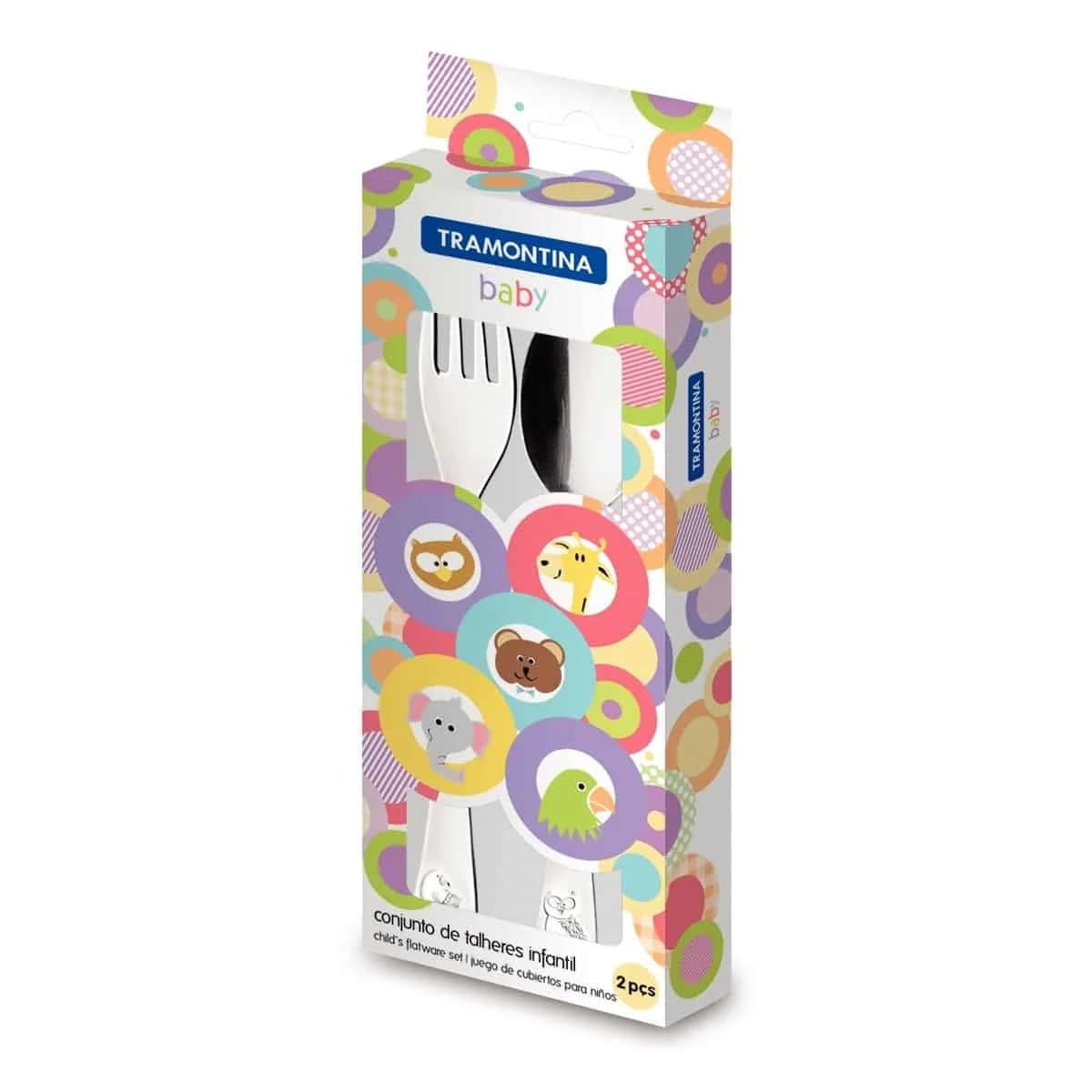 Juego de cubiertos infantiles Tramontina Baby Friends de acero inoxidable 2 piezas — imagen 2 de 2