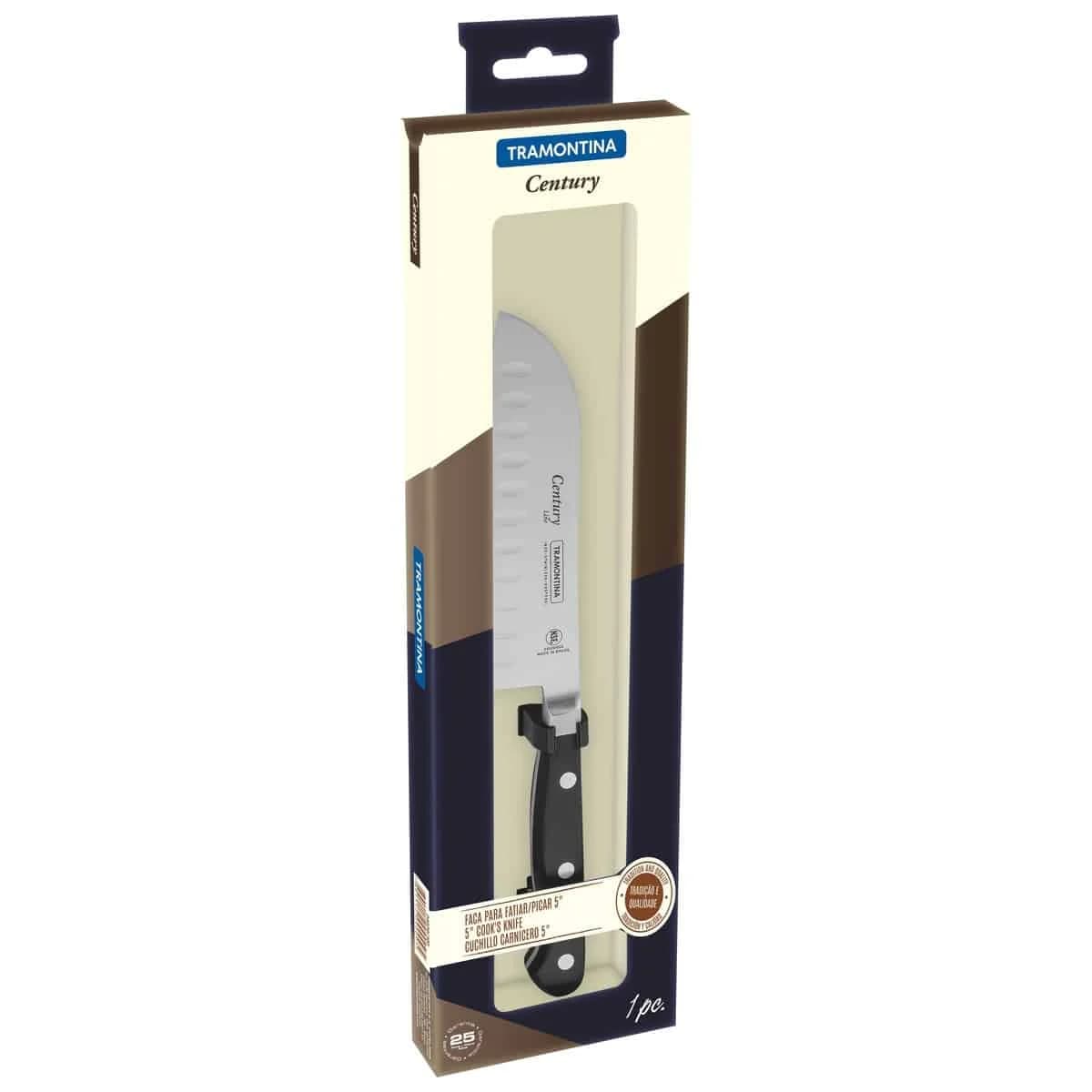 Cuchillo Santoku Tramontina Century de acero inoxidable 5 pulgadas negro — imagen 2 de 5