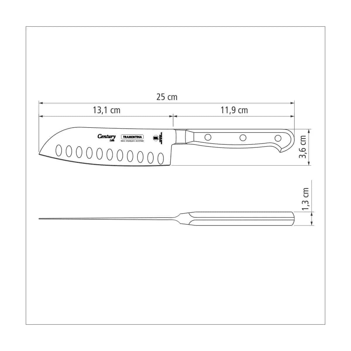 Cuchillo Santoku Tramontina Century de acero inoxidable 5 pulgadas negro — imagen 4 de 5