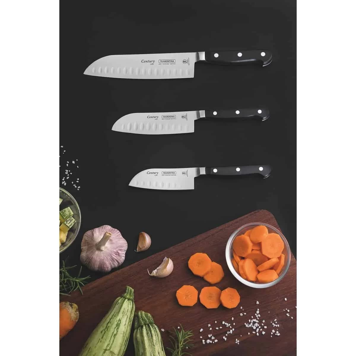 Cuchillo Santoku Tramontina Century de acero inoxidable 5 pulgadas negro — imagen 5 de 5