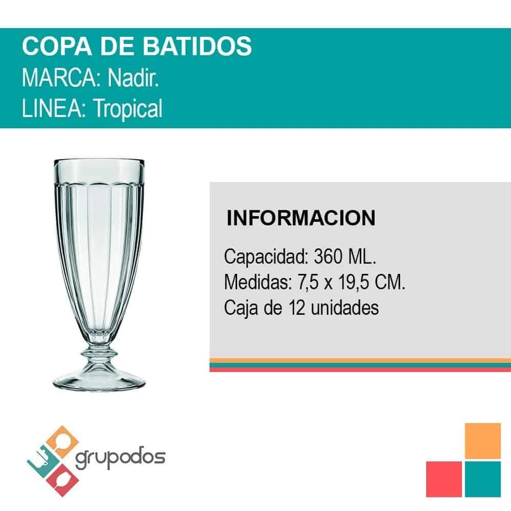 Copa Vidrio Tropical Para Batidos Helados 360 Ml Nadir — imagen 2 de 2