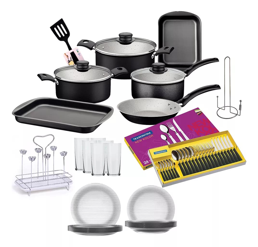 Set Vajilla 54 Piezas Ollas Tramontina Platos Vasos Cubierto — imagen 1 de 1